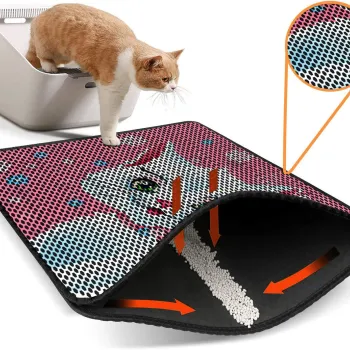 Covoras litiera pentru colectarea granulelor de nisip, Paws & Whiskers, Nrszn0252, 50% PVC/50% poliester, Multicolor imagine