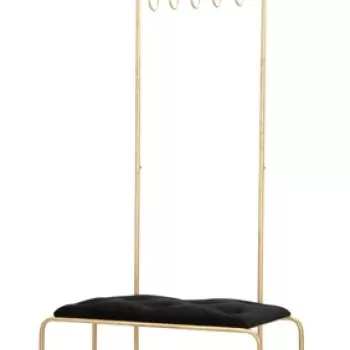 Cuier cu bancheta Glam, Mauro Ferretti, 80x38.5x180 cm, fier, negru/auriu imagine