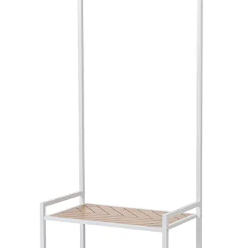 Cuier cu pantofar Haldor, Bizzotto, 64.5x37.5x180 cm, otel/MDF, alb/natural imagine