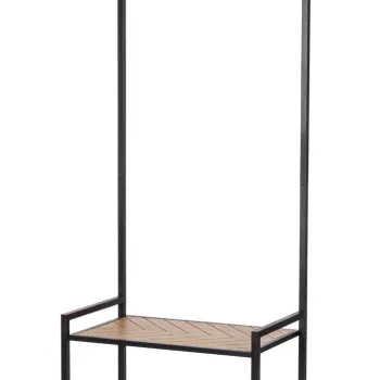 Cuier cu pantofar Haldor, Bizzotto, 64.5x37.5x180 cm, otel/MDF, negru/natural imagine