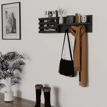 Cuier de perete, Asse Home, Huso, 80x20x11 cm, Antracit imagine