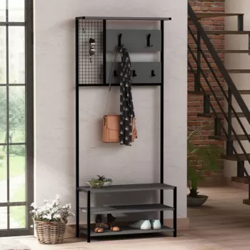 Cuier de perete, Decortie, Nomad Portmanto, 78x182x30 cm, Antracit / Negru imagine