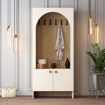 Cuier de perete, Hanah Home, Palermo K, 90x200.6x37 cm, PAL, Crem / Stejar imagine