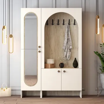 Cuier de perete, Hanah Home, Palermo Km, 135x200.6x37 cm, PAL, Cream / Travertine imagine