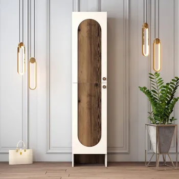 Cuier de perete, Hanah Home, Palermo L, 45x200.6x37 cm, PAL, Crema/Nuca imagine