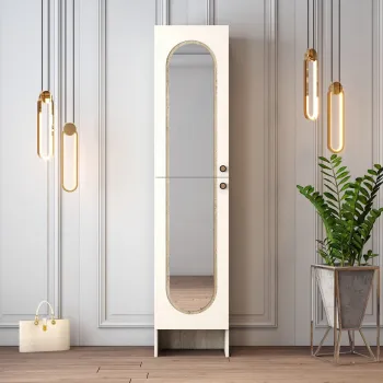 Cuier de perete, Hanah Home, Palermo M, 45x200.6x37 cm, PAL, Cream / Travertine imagine