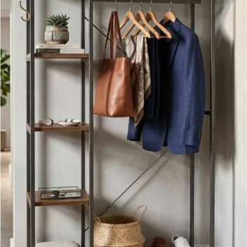 Cuier de perete, Hanah Home, Peka9023, 90x169x34 cm, PAL, Natural/Negru imagine