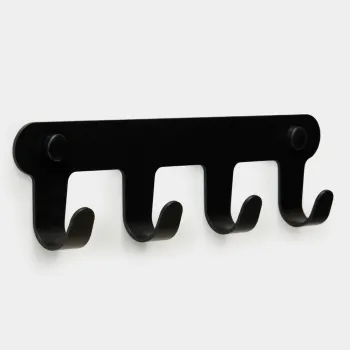 Cuier de perete, Hanah Home, Smart 4, 22.5x6x3 cm, OTEL INOXIDABIL, Negru imagine