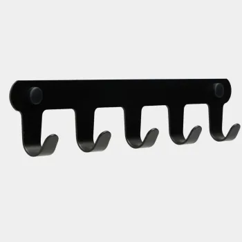 Cuier de perete, Hanah Home, Smart 5, 28.5x6x3 cm, OTEL INOXIDABIL, Negru imagine
