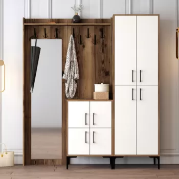 Cuier de perete, Hommy Craft, Berlin ABC, 180x200x35 cm, Nuc / Alb imagine