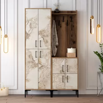 Cuier de perete, Hommy Craft, Berlin BA, 120x200x35 cm, Nuc / Alb imagine