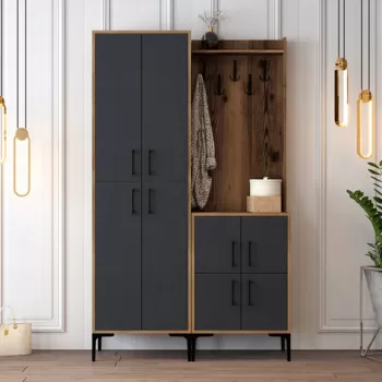 Cuier de perete, Hommy Craft, Berlin BA, 120x200x35 cm, Nuc / Antracit imagine