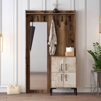 Cuier de perete, Hommy Craft, Berlin BC, 120x200x35 cm, Nuc / Alb imagine