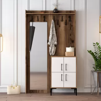 Cuier de perete, Hommy Craft, Berlin BC, 120x200x35 cm, Nuc / Alb imagine