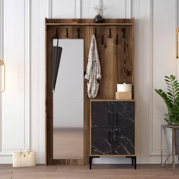 Cuier de perete, Hommy Craft, Berlin BC, 120x200x35 cm, Nuc / Negru imagine