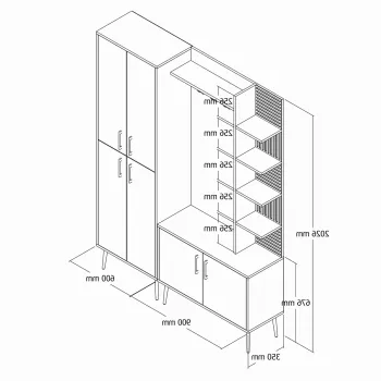 Cuier de perete, Hommy Craft, Viyana Da, 150x202x35 cm, PAL, Alb/Auriu imagine