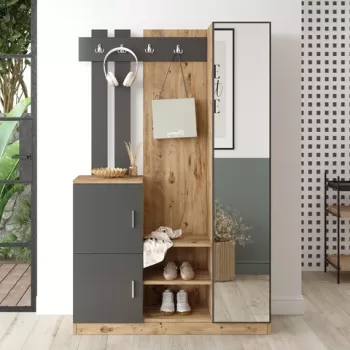 Cuier de perete, Locelso, DD7, 113.6x179.7x37.5 cm, Pin Atlantic / Antracit imagine