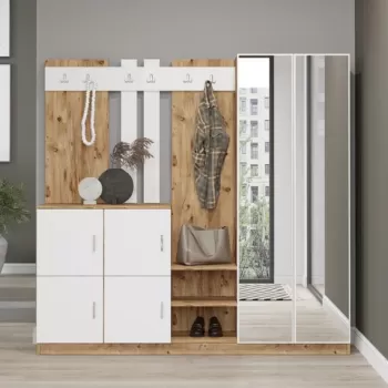 Cuier de perete, Locelso, DD9, 187.2x180x37.5 cm, Pin Atlantic / Alb imagine