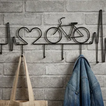 Cuier de perete, Mauro Ferretti, Bicycle, 59x3.2x26.5 cm, metal, negru imagine