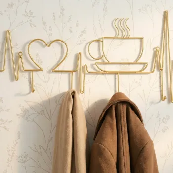 Cuier de perete, Mauro Ferretti, Breakfast, 60x3.8x26.7 cm, metal, auriu imagine