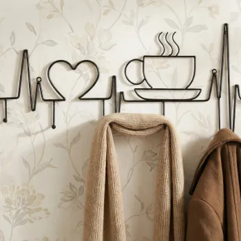 Cuier de perete, Mauro Ferretti, Breakfast, 60x3.8x26.7 cm, metal, negru imagine