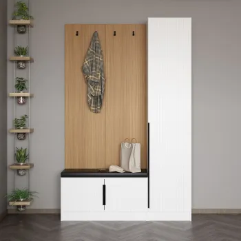 Cuier de perete, Minerva, Noah, 135x210x35 cm, PAL, Alb imagine