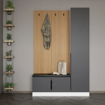 Cuier de perete, Minerva, Noah, 135x210x35 cm, PAL, Antracit imagine