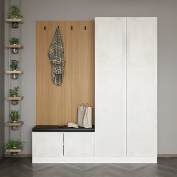 Cuier de perete, Minerva, Noah, 180x210x35 cm, PAL, Alb imagine