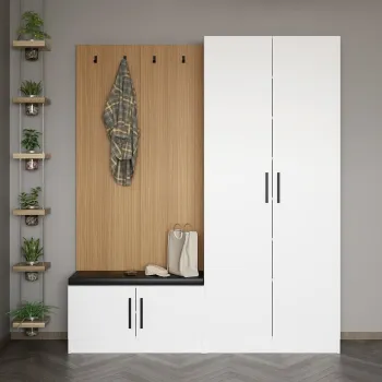 Cuier de perete, Minerva, Noah, 180x210x35 cm, PAL, Alb imagine