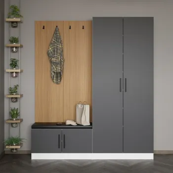 Cuier de perete, Minerva, Noah, 180x210x35 cm, PAL, Antracit imagine