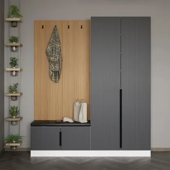 Cuier de perete, Minerva, Noah, 180x210x35 cm, PAL, Antracit imagine