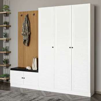 Cuier de perete, Minerva, Noah, 225x210x35 cm, PAL, Alb imagine