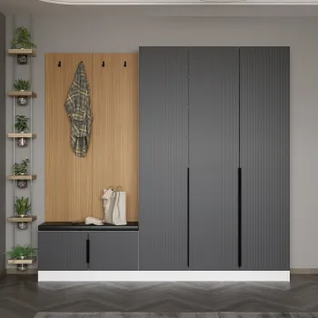 Cuier de perete, Minerva, Noah, 225x210x35 cm, PAL, Antracit imagine