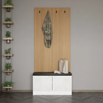 Cuier de perete, Minerva, Noah, 90x210x35 cm, PAL, Alb imagine