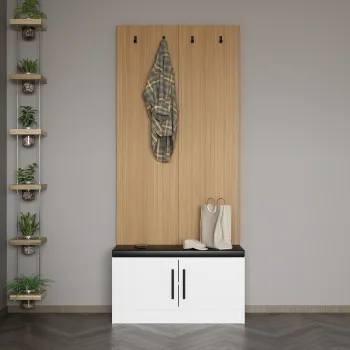 Cuier de perete, Minerva, Noah, 90x210x35 cm, PAL, Alb imagine