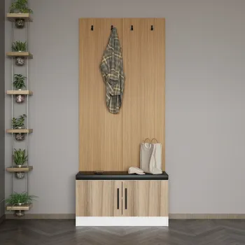 Cuier de perete, Minerva, Noah, 90x210x35 cm, PAL, Maro imagine