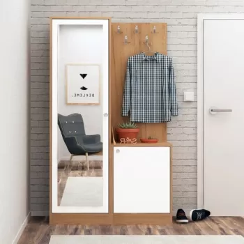 Cuier de perete, Mod Design, Broc, 100x180x35 cm, Stejar / Alb imagine