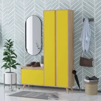 Cuier de perete, Mod Design, UTTA, 120x182x35 cm, Stejar / Galben imagine