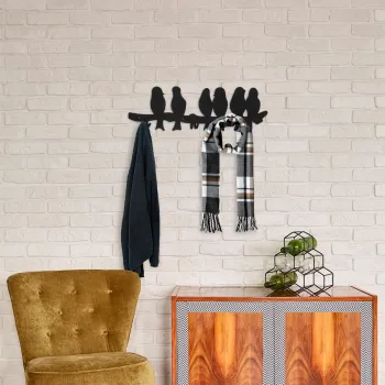 Cuier de perete, Muhabbet WSH-021, Dimensiuni: 55 x 3 x 18 cm, Negru imagine