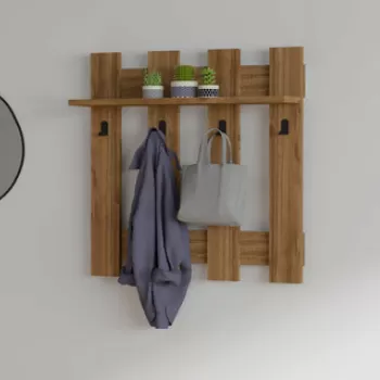 Cuier de perete, Puqa Design, Carina, 70x70x18 cm, PAL, Nuc imagine