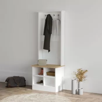 Cuier de perete, Puqa Design, Mare, 64x175x43 cm, PAL, Safir / Alb imagine