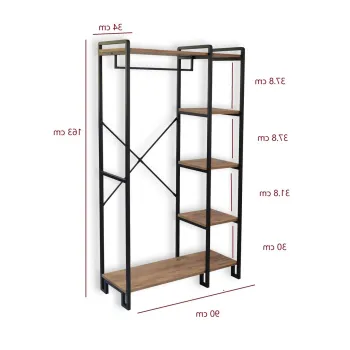 Cuier de perete, Puqa Design, Rex, 34x90x163 cm, PAL, Pin Atlantic / Negru imagine