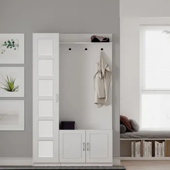 Cuier de perete, Rabi, Rb-054, 120x200x35 cm, Alb mat imagine