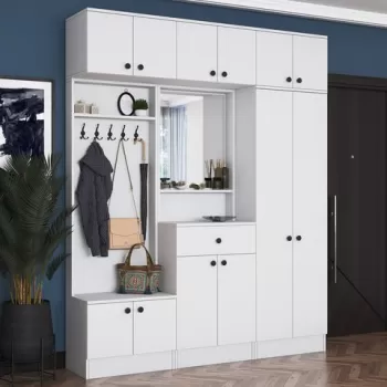 Cuier de perete, Rani, EA104, 179.6x226.4x37.5 cm, PAL, Alb imagine