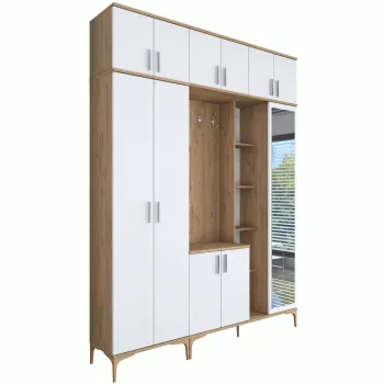 Cuier de perete, Rani, EA128, 180x240x37.5 cm, PAL, Nuc/Alb imagine