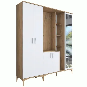 Cuier de perete, Rani, EA131, 180x198.6x37.5 cm, PAL, Nuc/Alb imagine