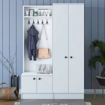 Cuier de perete, Rani, M11, 119.6x182.8x37.3 cm, PAL, Alb imagine