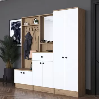 Cuier de perete, Rani, P6, 179.4x182.8x35.5 cm, PAL, Nuc / Alb imagine