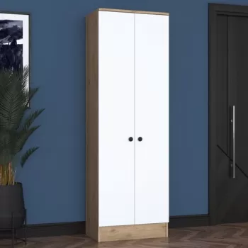 Cuier de perete, Rani, P6- M14, 59.8x182.8x37.5 cm, PAL, Alb / Nuc imagine