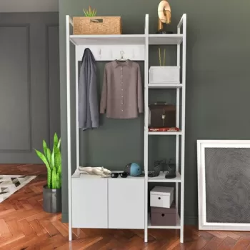 Cuier de perete, Retricy, Doga, 90x35x175 cm, PAL, Alb imagine